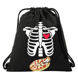 Halloween Skeleton Pregnancy Pizza Xray Dad To Be Drawstring Bag