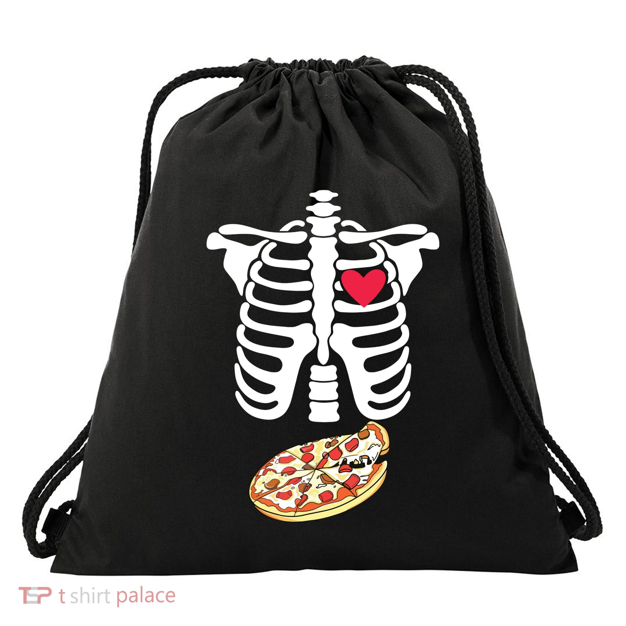 Halloween Skeleton Pregnancy Pizza Xray Dad To Be Drawstring Bag