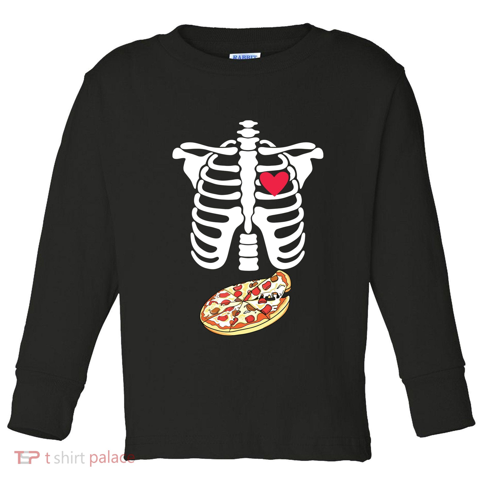 Halloween Skeleton Pregnancy Pizza Xray Dad To Be Toddler Long Sleeve Shirt