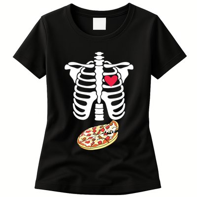 Halloween Skeleton Pregnancy Pizza Xray Dad To Be Womens T-Shirt