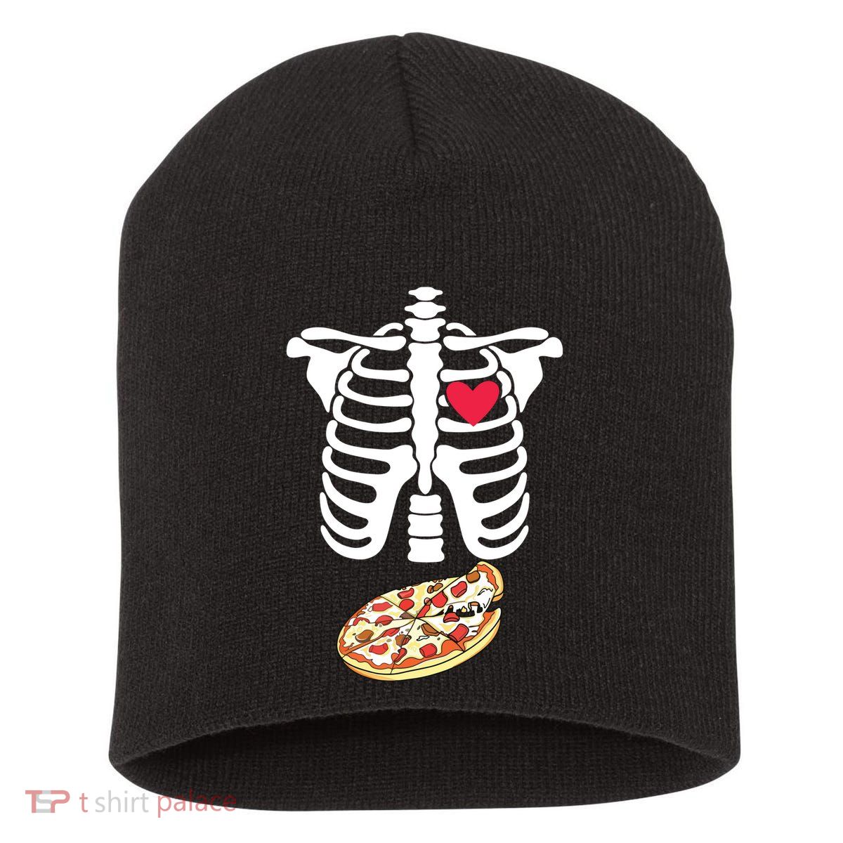 Halloween Skeleton Pregnancy Pizza Xray Dad To Be Short Acrylic Beanie