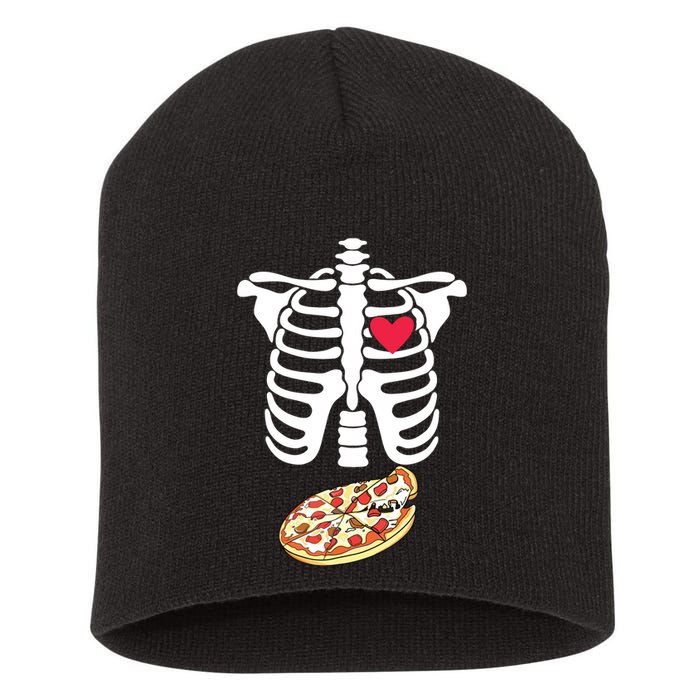Halloween Skeleton Pregnancy Pizza Xray Dad To Be Short Acrylic Beanie