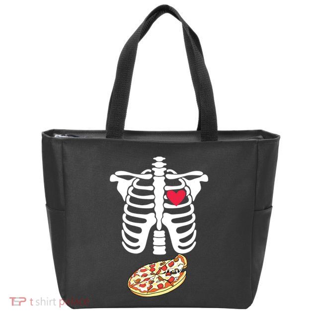 Halloween Skeleton Pregnancy Pizza Xray Dad To Be Zip Tote Bag