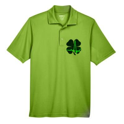 Happy St Patrick's Day Heartbeat Nurses Health Care Workers Gift Men's Origin Performance Pique Polo