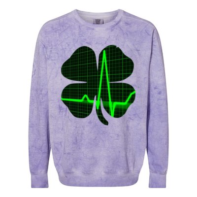 Happy St Patrick's Day Heartbeat Nurses Health Care Workers Gift Colorblast Crewneck Sweatshirt