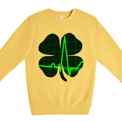 Happy St Patrick's Day Heartbeat Nurses Health Care Workers Gift Premium Crewneck Sweatshirt