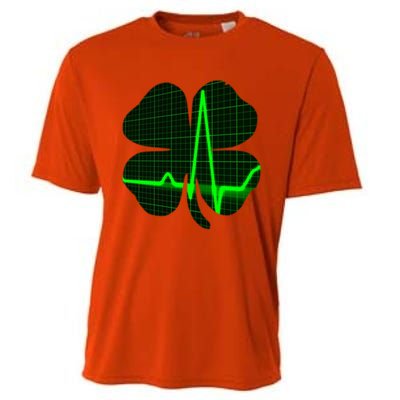 Happy St Patrick's Day Heartbeat Nurses Health Care Workers Gift Cooling Performance Crew T-Shirt