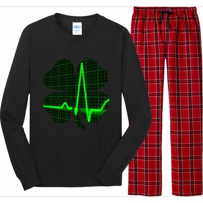 Happy St Patrick's Day Heartbeat Nurses Health Care Workers Gift Long Sleeve Pajama Set