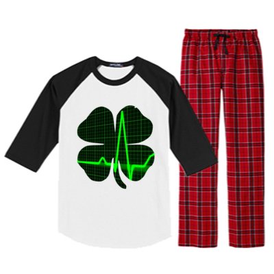 Happy St Patrick's Day Heartbeat Nurses Health Care Workers Gift Raglan Sleeve Pajama Set