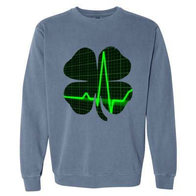 Happy St Patrick's Day Heartbeat Nurses Health Care Workers Gift Garment-Dyed Sweatshirt