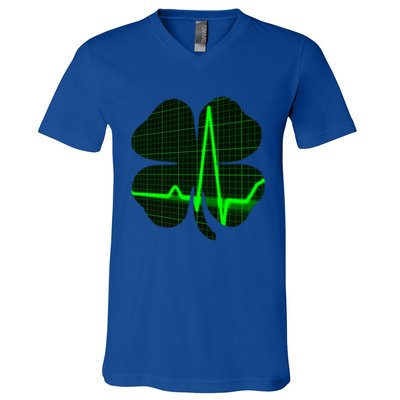 Happy St Patrick's Day Heartbeat Nurses Health Care Workers Gift V-Neck T-Shirt