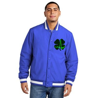 Happy St Patrick's Day Heartbeat Nurses Health Care Workers Gift Insulated Varsity Jacket