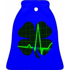 Happy St Patrick's Day Heartbeat Nurses Health Care Workers Gift Ceramic Bell Ornament