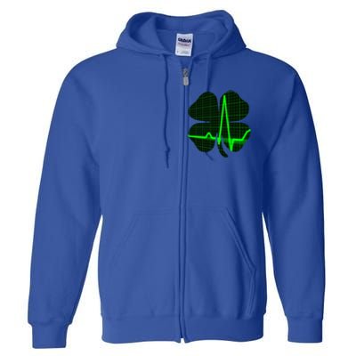 Happy St Patrick's Day Heartbeat Nurses Health Care Workers Gift Full Zip Hoodie