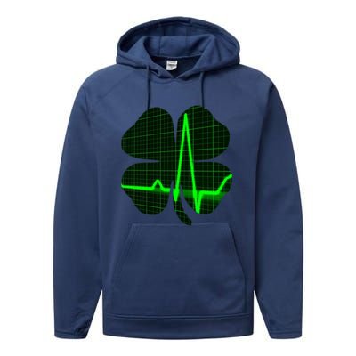 Happy St Patrick's Day Heartbeat Nurses Health Care Workers Gift Performance Fleece Hoodie