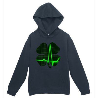 Happy St Patrick's Day Heartbeat Nurses Health Care Workers Gift Urban Pullover Hoodie