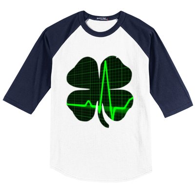 Happy St Patrick's Day Heartbeat Nurses Health Care Workers Gift Baseball Sleeve Shirt