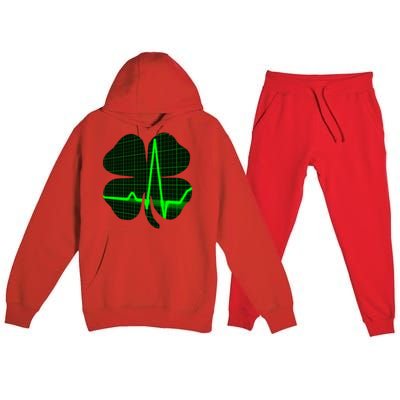 Happy St Patrick's Day Heartbeat Nurses Health Care Workers Gift Premium Hooded Sweatsuit Set