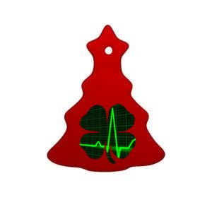 Happy St Patrick's Day Heartbeat Nurses Health Care Workers Gift Ceramic Tree Ornament