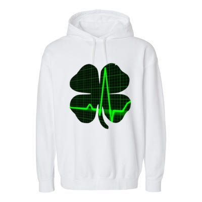 Happy St Patrick's Day Heartbeat Nurses Health Care Workers Gift Garment-Dyed Fleece Hoodie