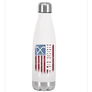 Hockey Sticks Patriotic Hockey Player Usa Flag Ice Hockey Funny Gift Stainless Steel Insulated Water Bottle