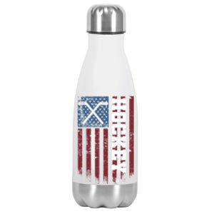 Hockey Sticks Patriotic Hockey Player Usa Flag Ice Hockey Funny Gift Stainless Steel Insulated Water Bottle