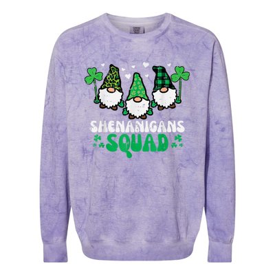 Happy St Patrick's Day Gnomes Shenanigans Squad   s Colorblast Crewneck Sweatshirt