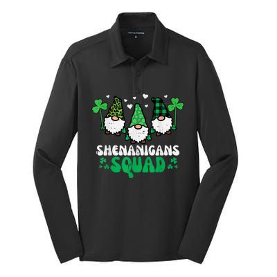 Happy St Patrick's Day Gnomes Shenanigans Squad   s Silk Touch Performance Long Sleeve Polo