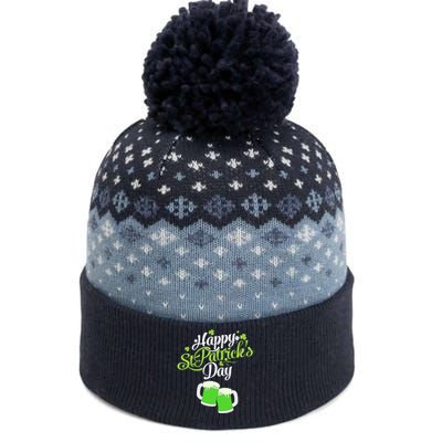 Happy St Patricks Day Green Beer Lucky Shamrock The Baniff Cuffed Pom Beanie