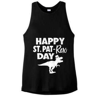 Happy St. Pat Rex Day Dino Funny St Patricks Day Ladies PosiCharge Tri-Blend Wicking Tank
