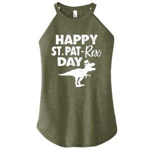 Happy St. Pat Rex Day Dino Funny St Patricks Day Women's Perfect Tri Rocker Tank