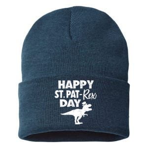 Happy St. Pat Rex Day Dino Funny St Patricks Day Sustainable Knit Beanie