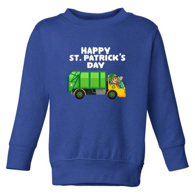 Happy St Patricks Day Leprechaun Garbage Truck Kids Toddler Sweatshirt