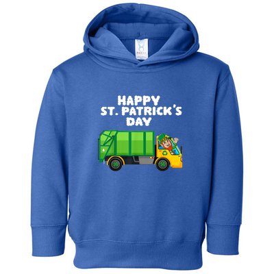 Happy St Patricks Day Leprechaun Garbage Truck Kids Toddler Hoodie