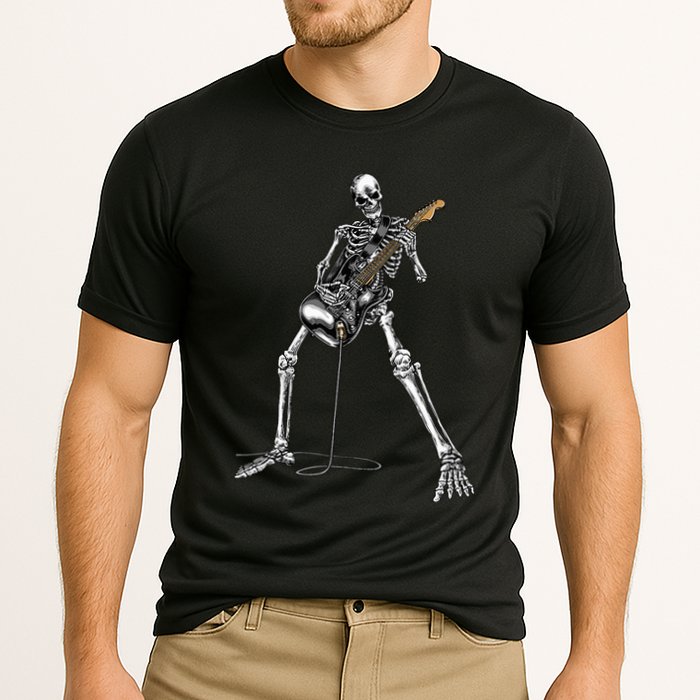Halloween Skeleton Playing Guitar Rock And Roll Band Tees Performance Shirt