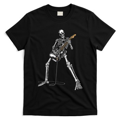 Halloween Skeleton Playing Guitar Rock And Roll Band Tees T-Shirt