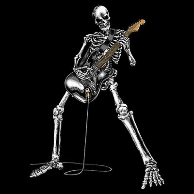 Halloween Skeleton Playing Guitar Rock And Roll Band Tees T-Shirt