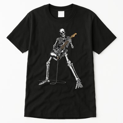 Halloween Skeleton Playing Guitar Rock And Roll Band Tees Tall T-Shirt