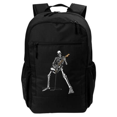 Halloween Skeleton Playing Guitar Rock And Roll Band Tees Backpack