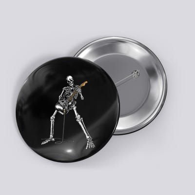 Halloween Skeleton Playing Guitar Rock And Roll Band Tees Button