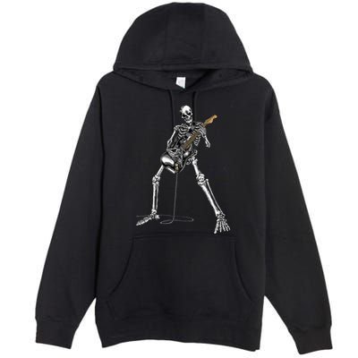 Halloween Skeleton Playing Guitar Rock And Roll Band Tees Premium Pullover Hoodie