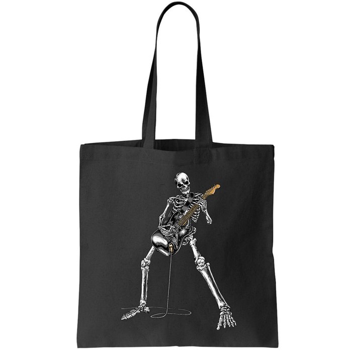 Halloween Skeleton Playing Guitar Rock And Roll Band Tees Bag