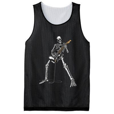 Halloween Skeleton Playing Guitar Rock And Roll Band Tees Mesh Reversible Basketball Jersey Tank