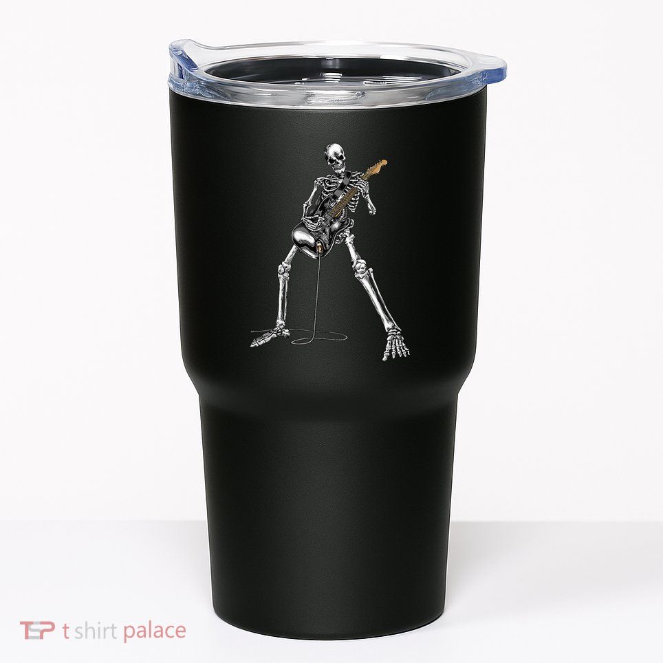 Halloween Skeleton Playing Guitar Rock And Roll Band Tees Tumbler