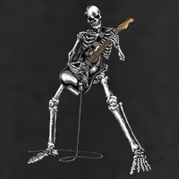 Halloween Skeleton Playing Guitar Rock And Roll Band Tees Large Microfiber Waffle Golf Towel