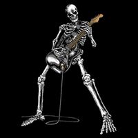 Halloween Skeleton Playing Guitar Rock And Roll Band Tees Cooling Performance Long Sleeve Crew