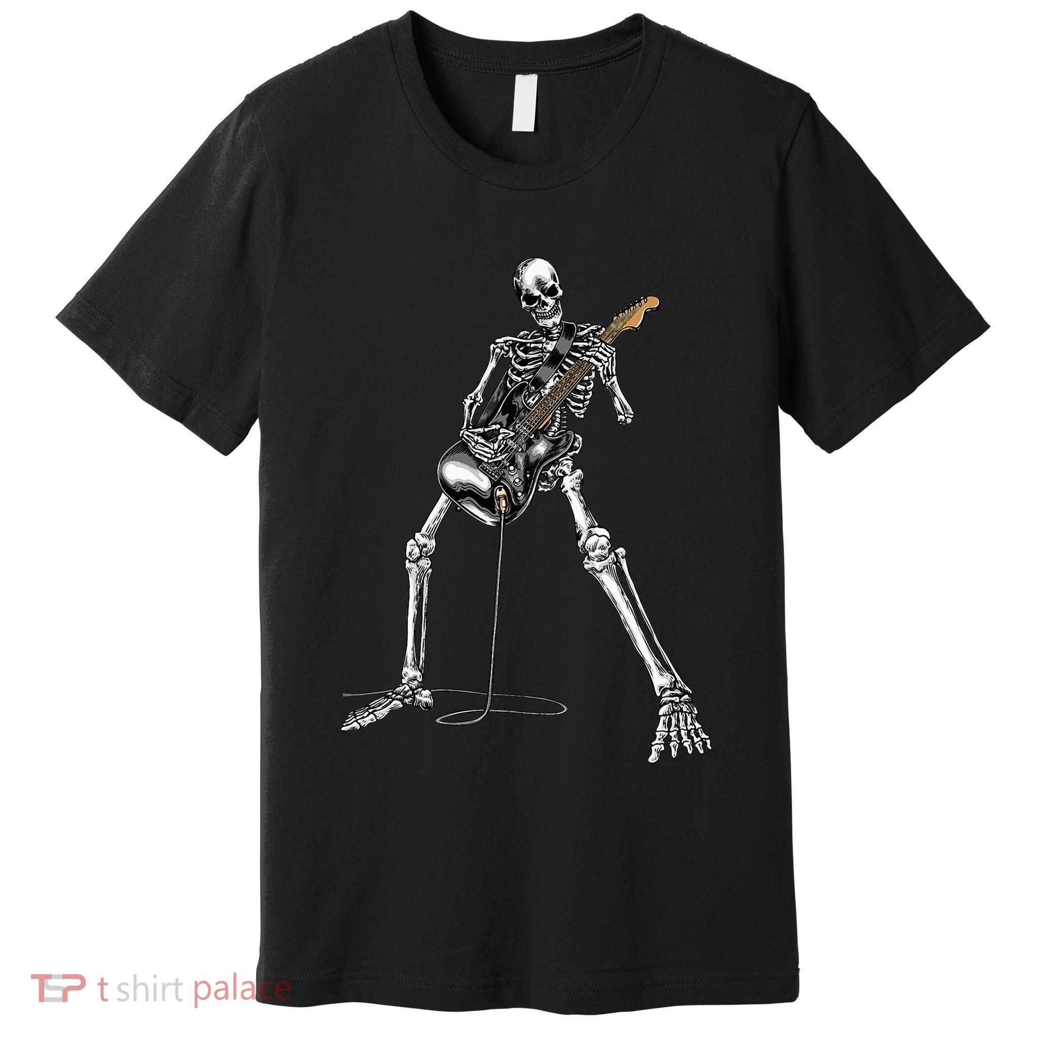 Halloween Skeleton Playing Guitar Rock And Roll Band Tees Premium T-Shirt
