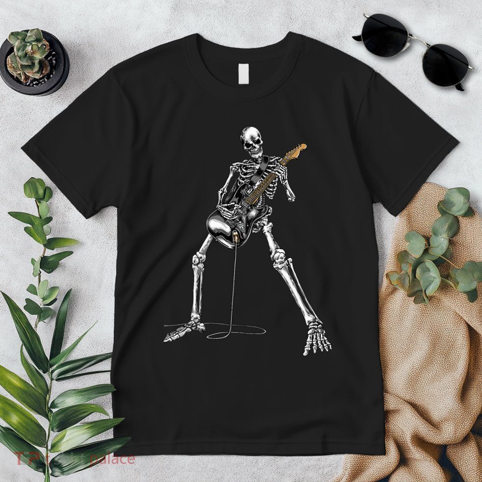 Halloween Skeleton Playing Guitar Rock And Roll Band Tees Premium T-Shirt