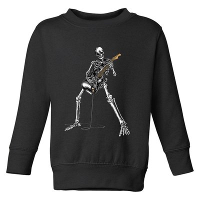 Halloween Skeleton Playing Guitar Rock And Roll Band Tees Toddler Sweatshirt