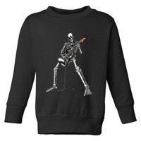 Halloween Skeleton Playing Guitar Rock And Roll Band Tees Toddler Sweatshirt